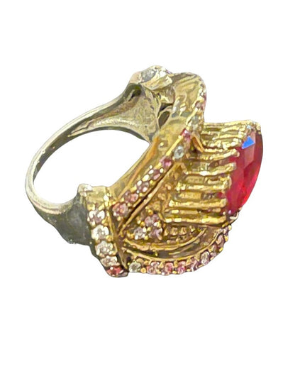 Turkish sterling silver ottoman gemstone fancy ornate sultans design chunky ring
