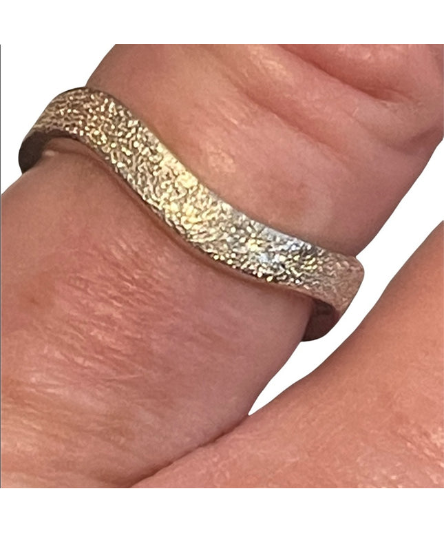 Sterling silver 925 brushed textured silver modernist ring SZ 8