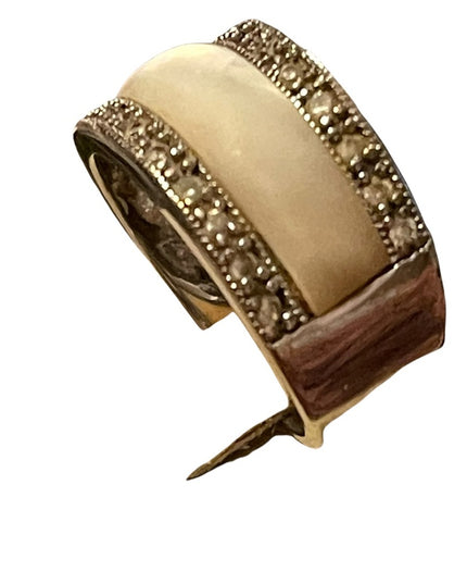 Sterling silver 925 MOP mother of pearl marcasite band ring