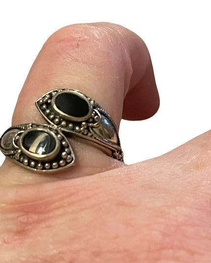 Fancy Vintage black onyx sterling silvwr 925 ring
