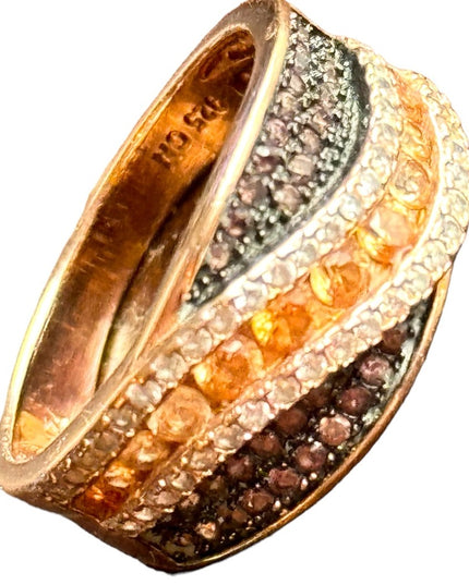 Lovely sterling silver rose gold plt 925 CN rhinestone Cz  ring