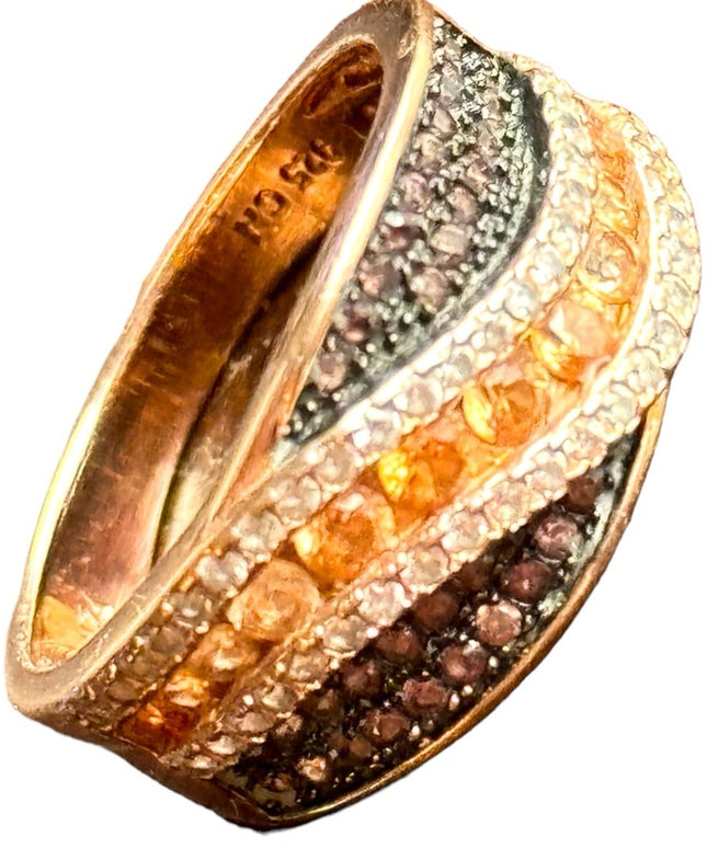 Lovely sterling silver rose gold plt 925 CN rhinestone Cz  ring