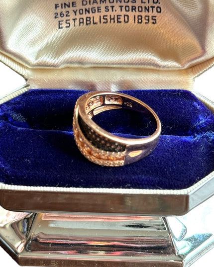 Lovely sterling silver rose gold plt 925 CN rhinestone Cz  ring