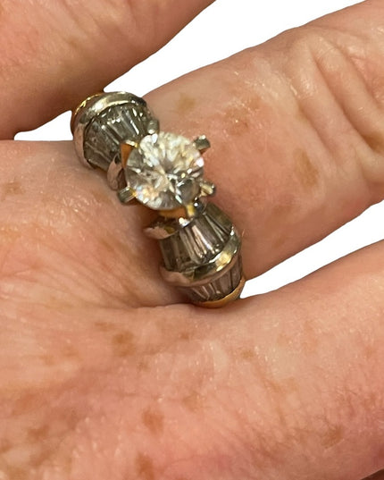 Gold filled gold plt crystal engagement ring 925 Sterling