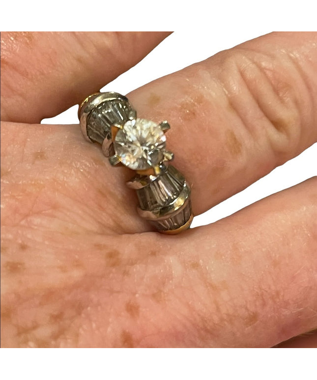 Gold filled gold plt crystal engagement ring 925 Sterling