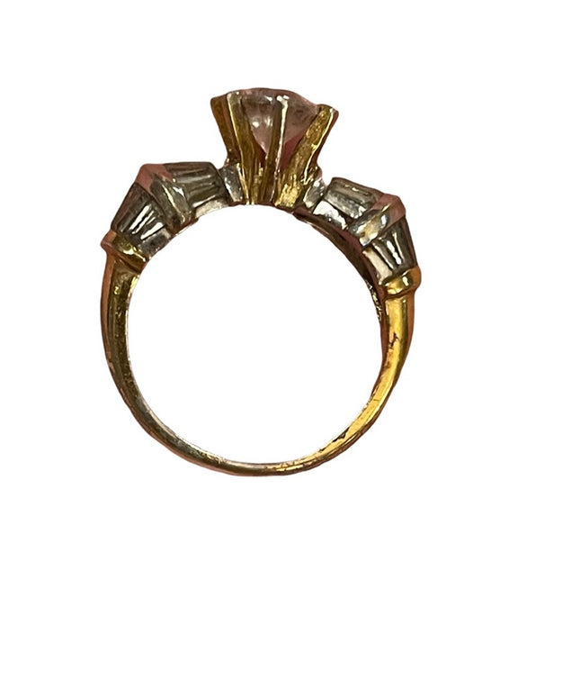 Gold filled gold plt crystal engagement ring 925 Sterling