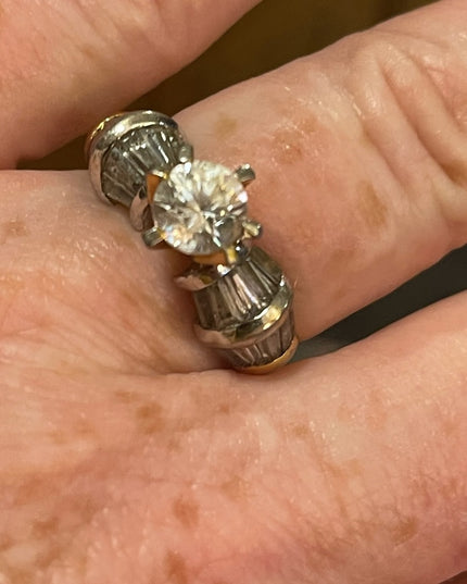 Gold filled gold plt crystal engagement ring 925 Sterling