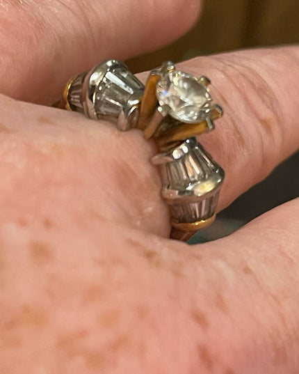 Gold filled gold plt crystal engagement ring 925 Sterling