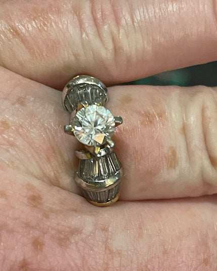Gold filled gold plt crystal engagement ring 925 Sterling