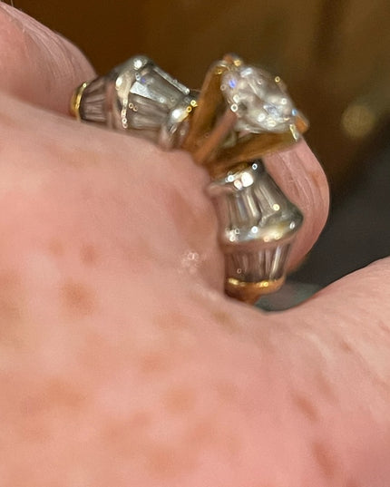 Gold filled gold plt crystal engagement ring 925 Sterling