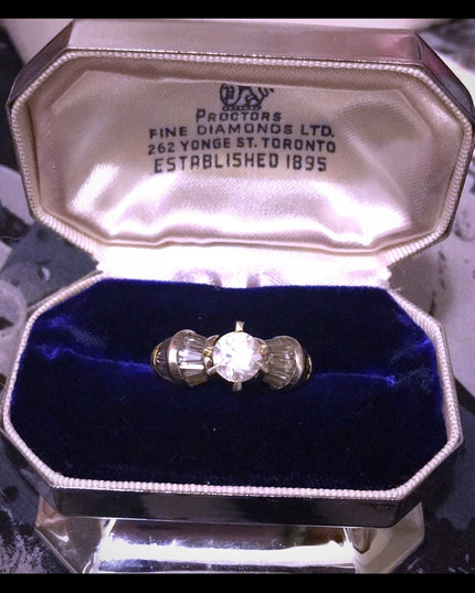 Gold filled gold plt crystal engagement ring 925 Sterling
