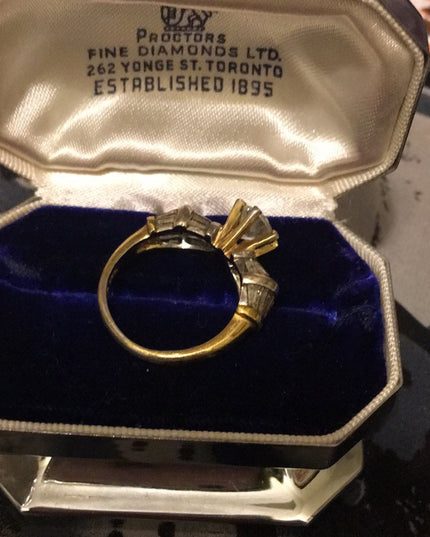 Gold filled gold plt crystal engagement ring 925 Sterling