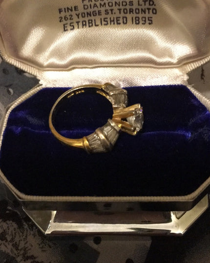 Gold filled gold plt crystal engagement ring 925 Sterling