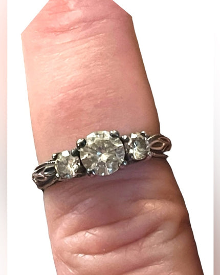 Vintage sterling silver 925 CZ PPF engagement ring