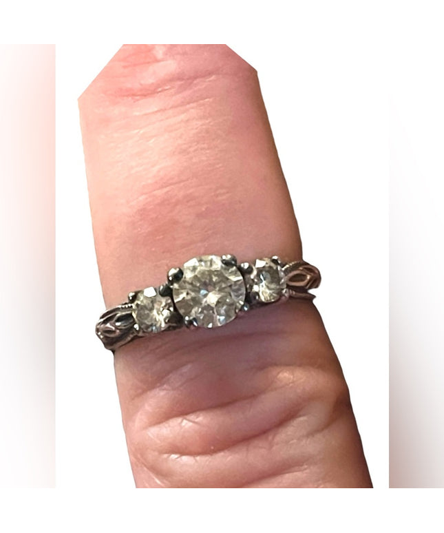 Vintage sterling silver 925 CZ PPF engagement ring