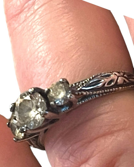 Vintage sterling silver 925 CZ PPF engagement ring