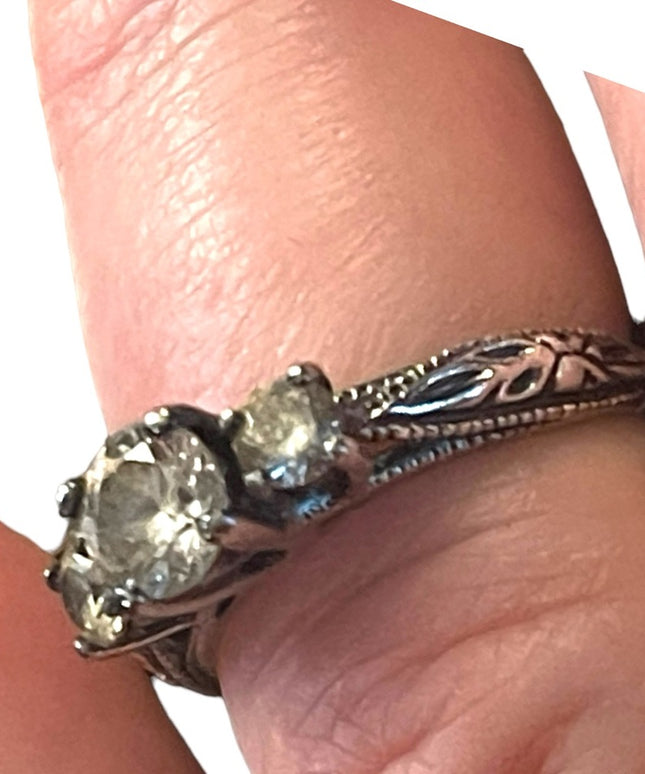 Vintage sterling silver 925 CZ PPF engagement ring