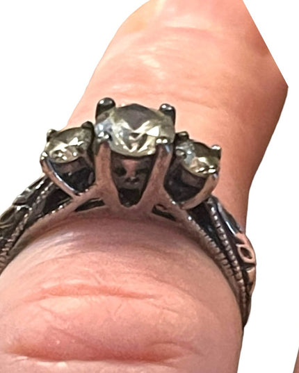 Vintage sterling silver 925 CZ PPF engagement ring