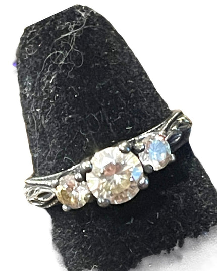 Vintage sterling silver 925 CZ PPF engagement ring