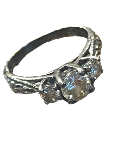 Vintage sterling silver 925 CZ PPF engagement ring