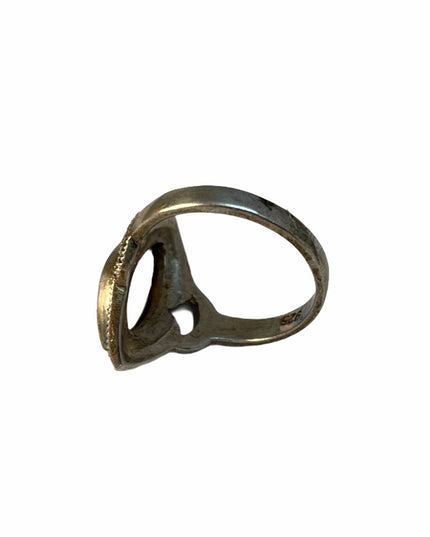 Sterling silver marcasite oxidized MOP ring