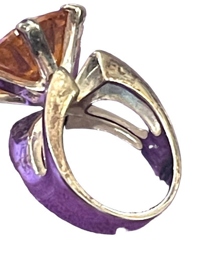 Sterling silver 925 Large statement ring Sim yellow citrine glass