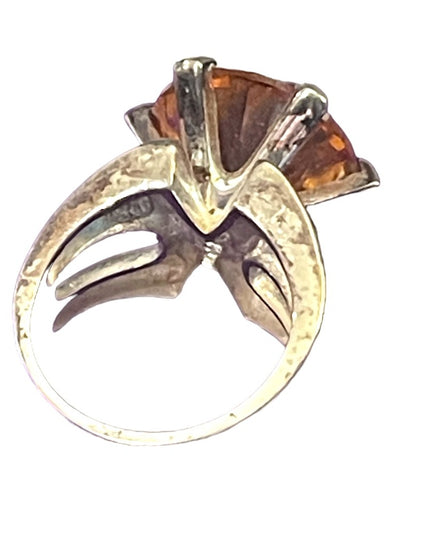 Sterling silver 925 Large statement ring Sim yellow citrine glass