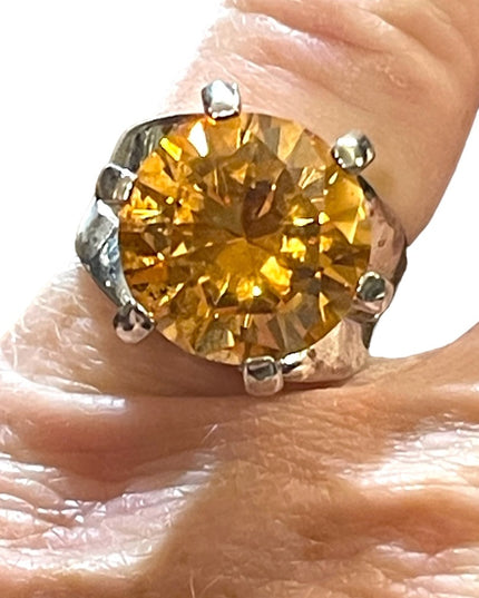 Sterling silver 925 Large statement ring Sim yellow citrine glass