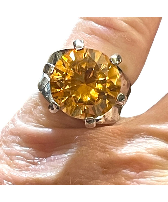 Sterling silver 925 Large statement ring Sim yellow citrine glass
