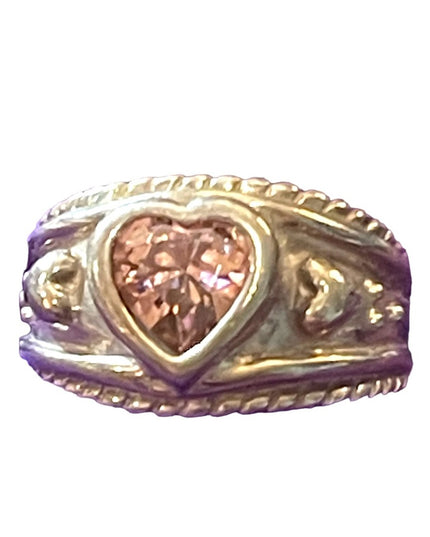 Sterling silver Pink ice 925 Fancy CZ heart ring