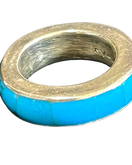 Sterling silver 925 Turquoise Mexico infinity band Taxco ring