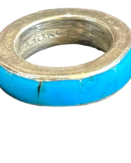 Sterling silver 925 Turquoise Mexico infinity band Taxco ring