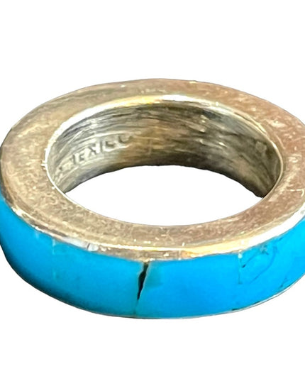 Sterling silver 925 Turquoise Mexico infinity band Taxco ring