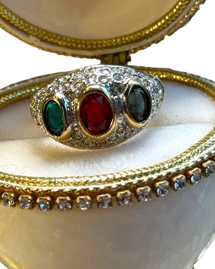 Ivana Gold plt Multi color crystal ring sz 9