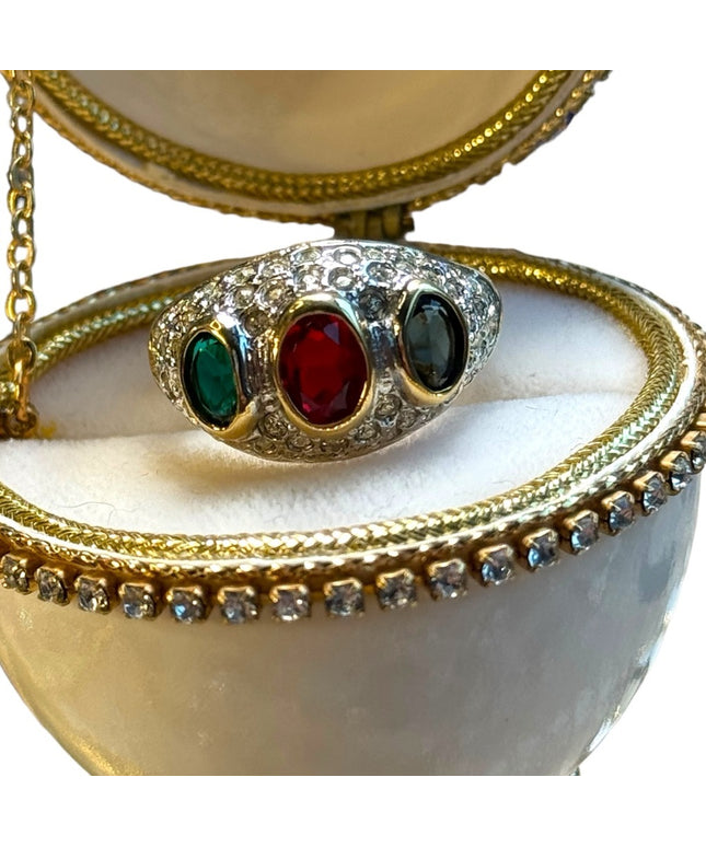 Ivana Gold plt Multi color crystal ring sz 9
