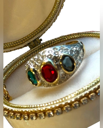 Ivana Gold plt Multi color crystal ring sz 9