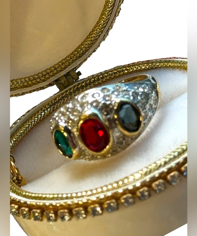 Ivana Gold plt Multi color crystal ring sz 9