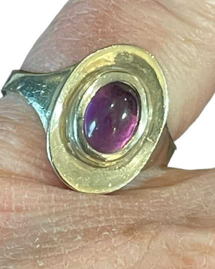 Sterling silver 925 Amethyst oval ring T oval top