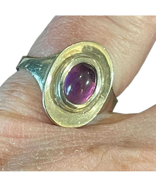 Sterling silver 925 Amethyst oval ring T oval top