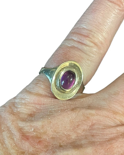 Sterling silver 925 Amethyst oval ring T oval top