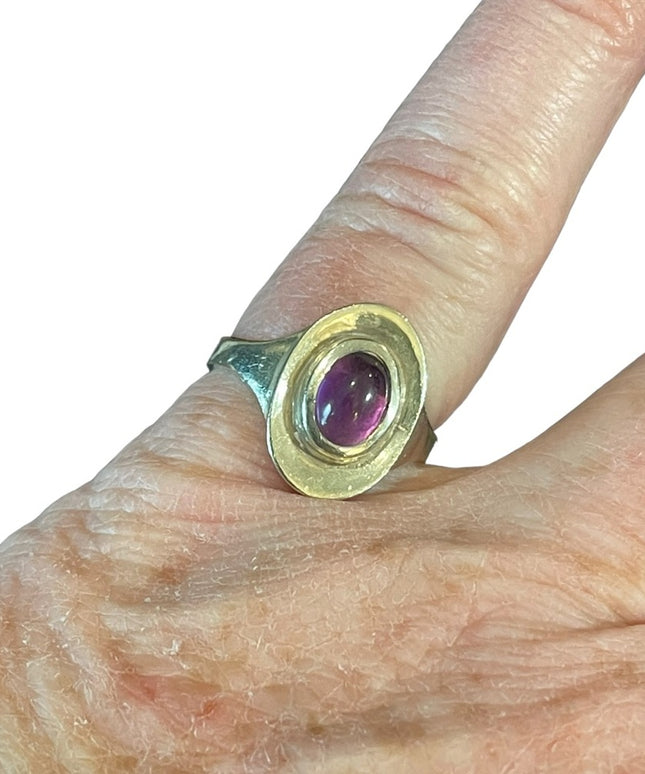 Sterling silver 925 Amethyst oval ring T oval top