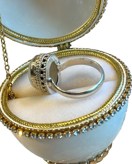 Sterling silver oval ornate Bali style MOONSTONE ring