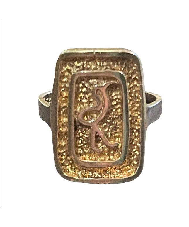 Vintage sterling silver 925 Egyptian  bird  Heiroglyphic symbol ring egypt