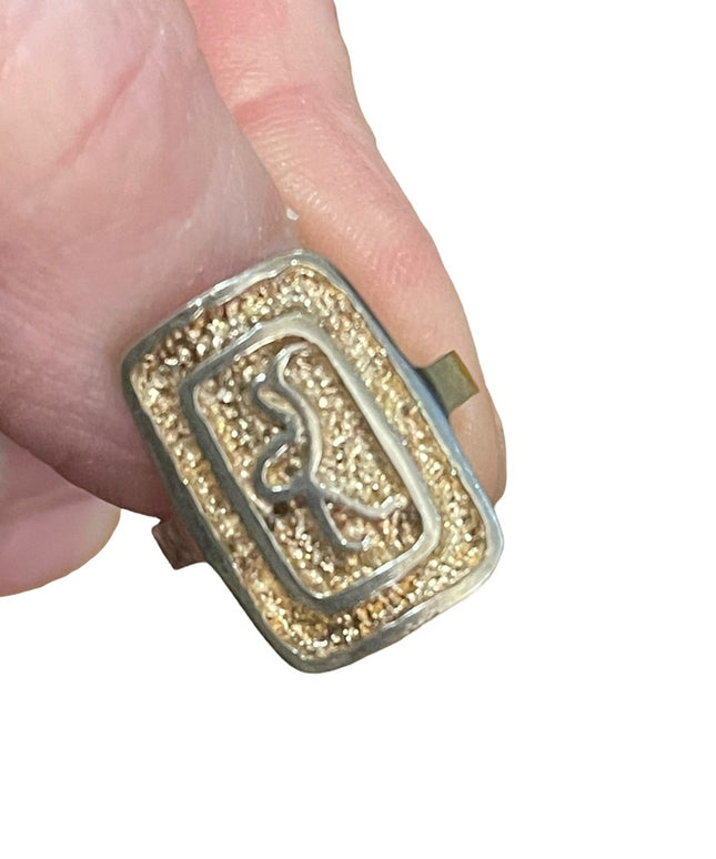 Vintage sterling silver 925 Egyptian  bird  Heiroglyphic symbol ring egypt