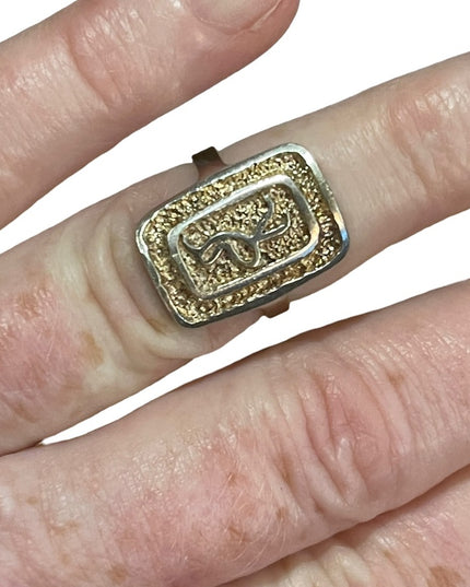 Vintage sterling silver 925 Egyptian  bird  Heiroglyphic symbol ring egypt