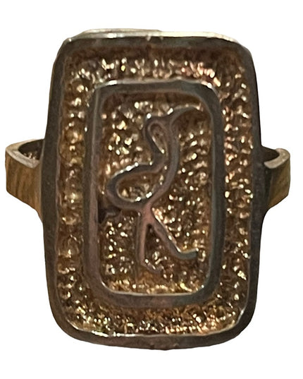 Vintage sterling silver 925 Egyptian  bird  Heiroglyphic symbol ring egypt