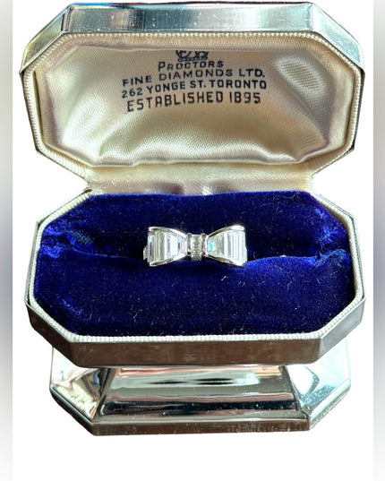 Lovely sterling silver 925 CZ Bow ring Rhodium plated