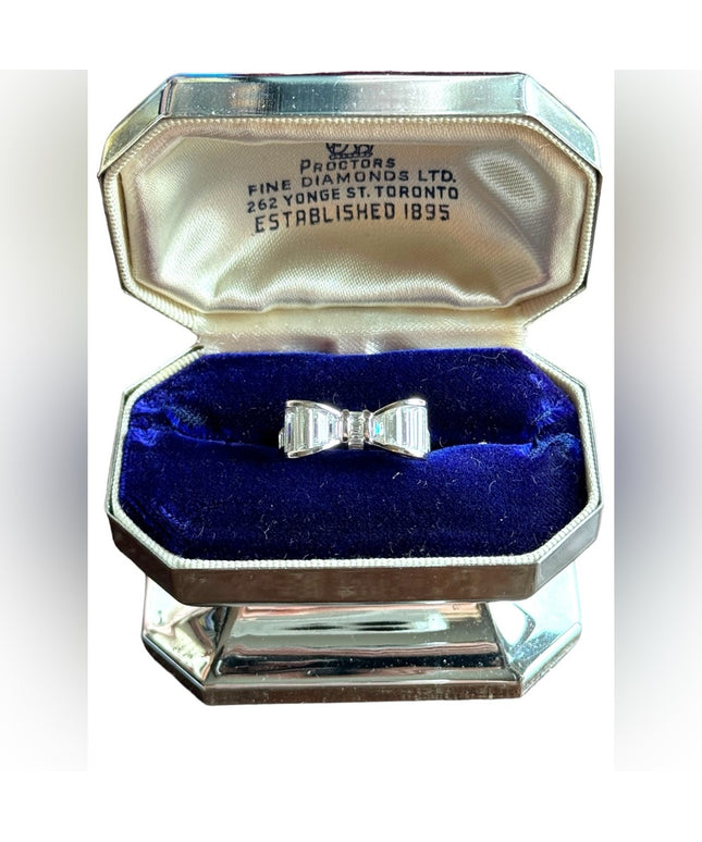 Lovely sterling silver 925 CZ Bow ring Rhodium plated