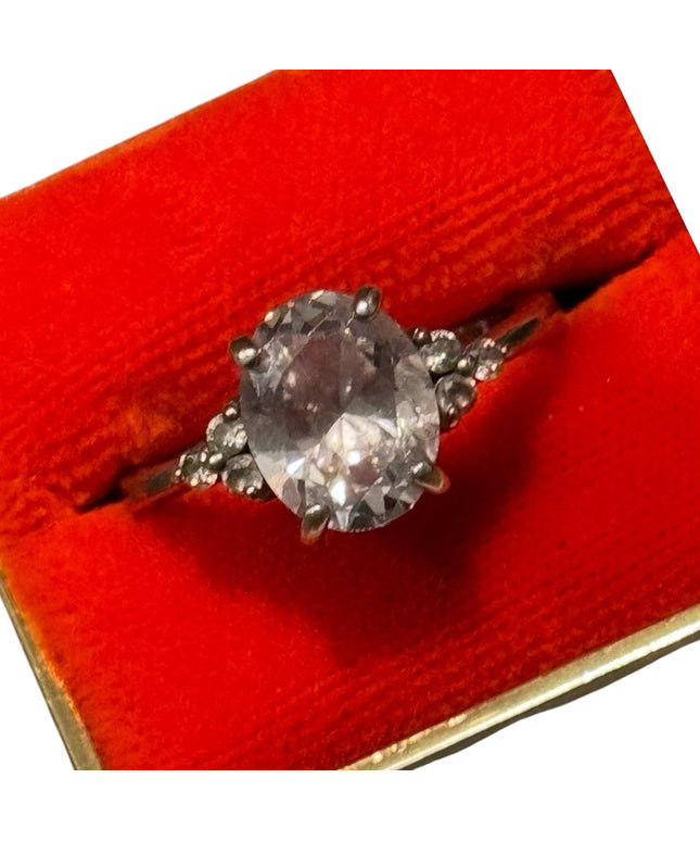 Sterling Silver Oval-Cut Cz 925 Ring