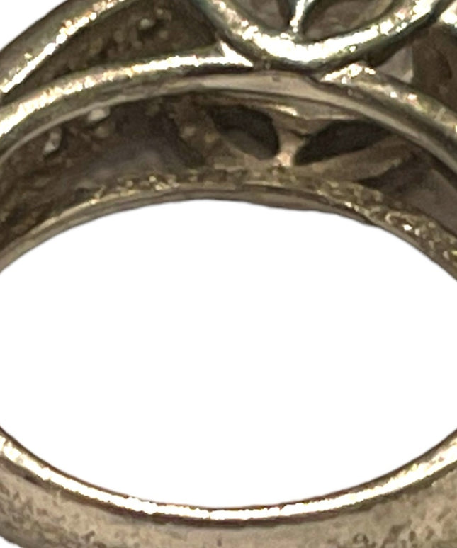 Vintage sterling silver 1990s CZ fancy large Engagement ring